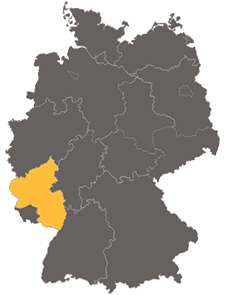Das Bild zeigt eine Deutschlandkarte. Rheinland-Pfalz ist farbig hervorgehoben.