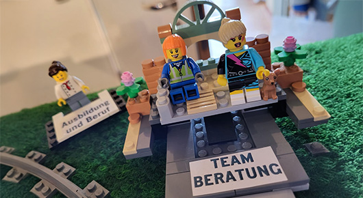 Lego-Modell mit Figuren und Schrift "Team Beratung"