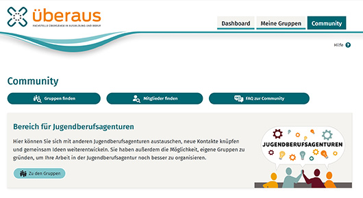 Screenshot des JBA-Bereich der <i>�beraus</i>-Plattform