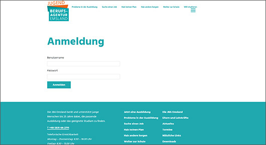 Screenshot der Anmeldemaske Screenshot der Anmeldemaske