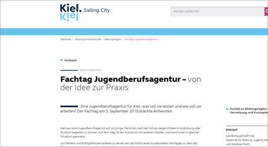 Ausschnitt der Website mit der Dokumentation des Fachtags in Kiel