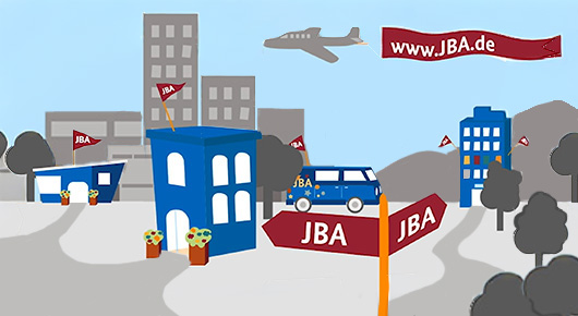 Stilisierte Anlaufstellen von Jugendberufsagenturen